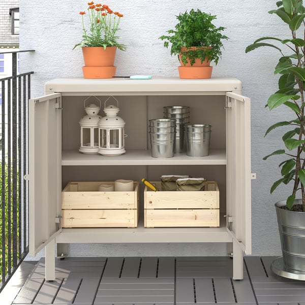 KOLBJÖRN cabinet in/outdoor, beige, 80x81 cm
