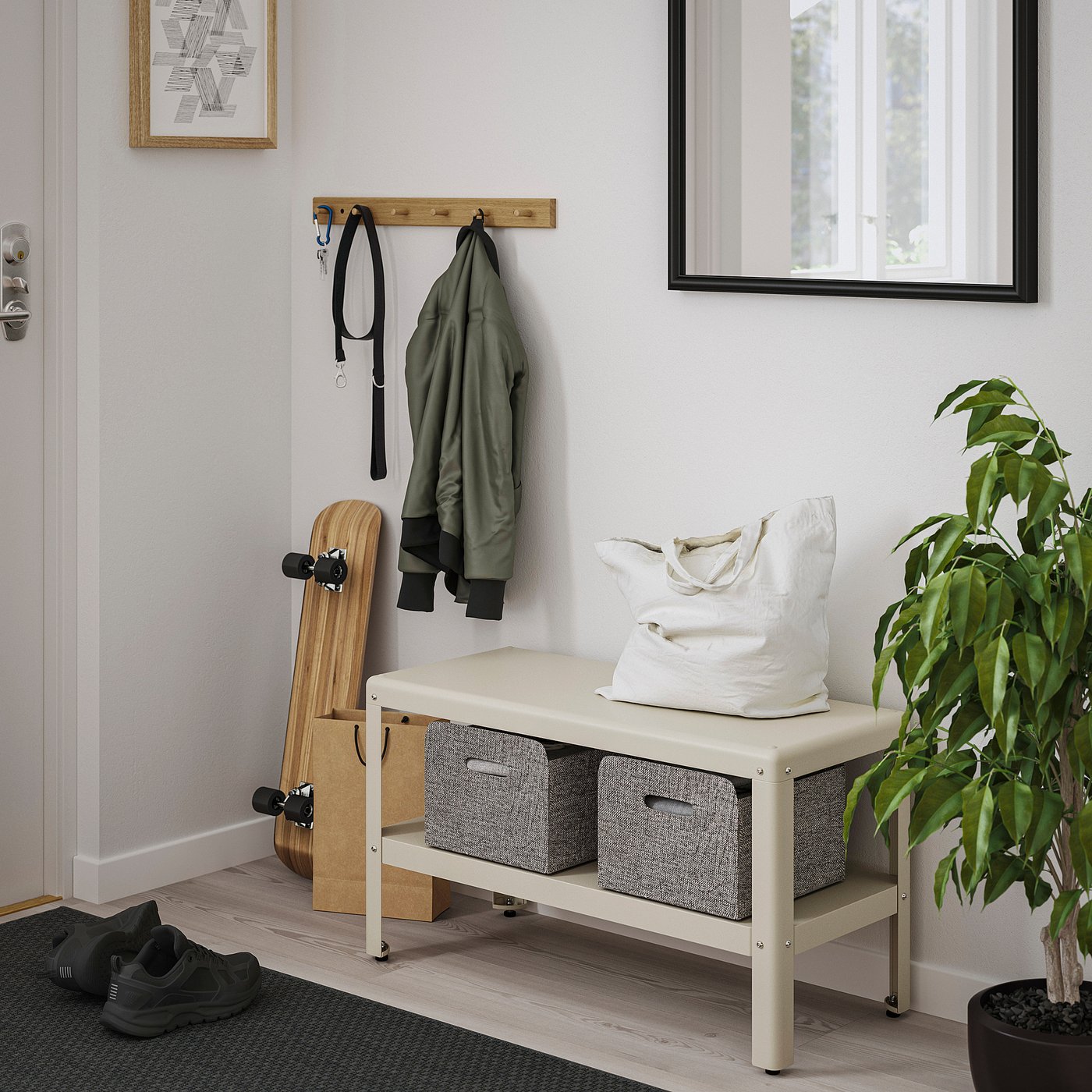 KOLBJÖRN shelving unit, beige outdoor/indoor, 80x45x35 cm