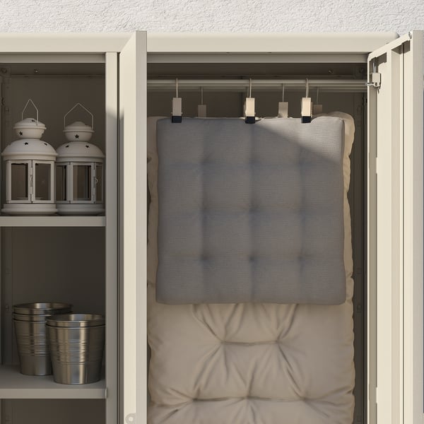 KOLBJÖRN shelving unit with 2 cabinets, beige, 171x37x161 cm