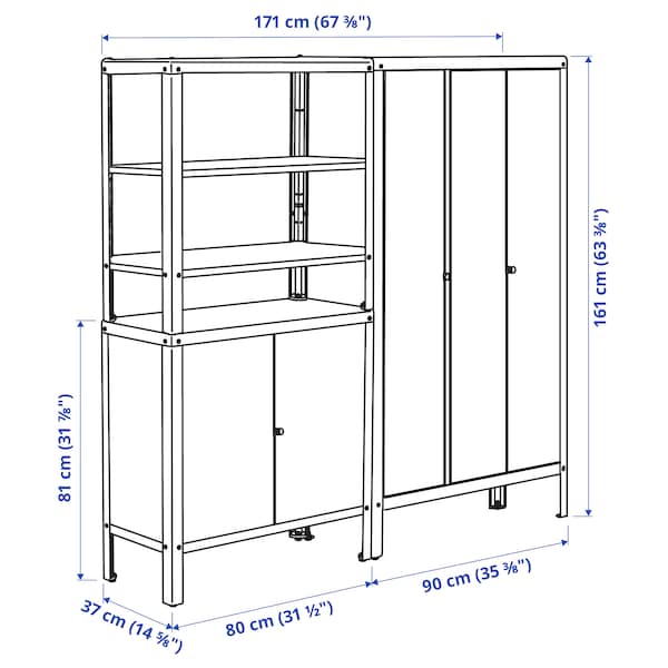 Ikea KOLBJÖRN - Shelving unit with 2 cabinets, beige, 171x37x161 cm
