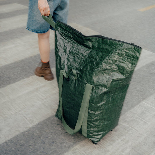 KOMPISHÄNG shopping bag on wheels, green, 40x30x81 cm