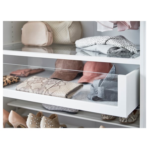 KOMPLEMENT drawer with glass front, white, 100x58 cm