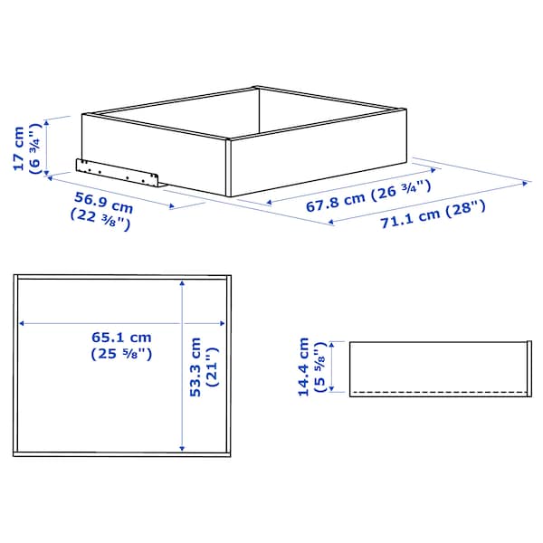 Ikea KOMPLEMENT - Drawer with glass front, grey-beige, 75x58 cm