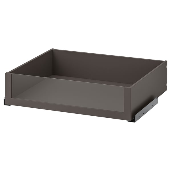 KOMPLEMENT drawer with glass front, dark grey, 75x58 cm