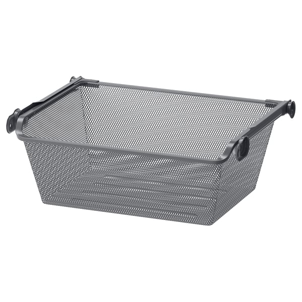 KOMPLEMENT mesh basket with pull-out rail, dark grey, 50x35 cm
