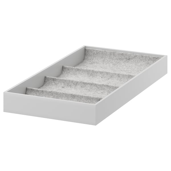 KOMPLEMENT insert with 4 compartments, light grey, 25x53x5 cm