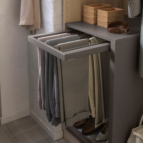 KOMPLEMENT pull-out trouser hanger, dark grey, 50x58 cm
