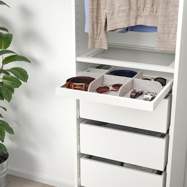 KOMPLEMENT pull-out tray with divider, white/light grey, 50x35 cm