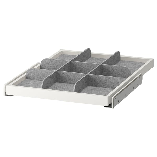 KOMPLEMENT pull-out tray with divider, white/light grey, 50x58 cm