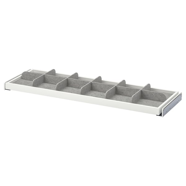 KOMPLEMENT pull-out tray with divider, white/light grey, 100x35 cm