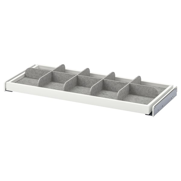 KOMPLEMENT pull-out tray with divider, dark grey/light grey, 75x35 cm