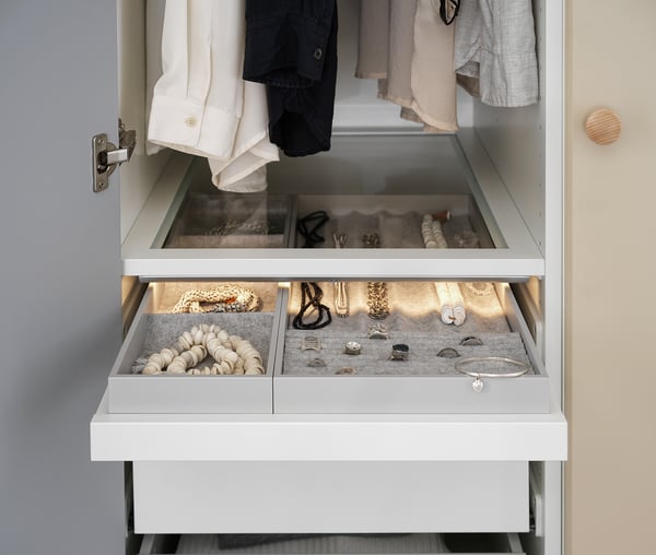 KOMPLEMENT pull-out tray with insert, white, 50x58 cm