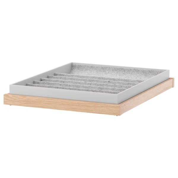 KOMPLEMENT pull-out tray with insert, white stained oak effect, 50x58 cm