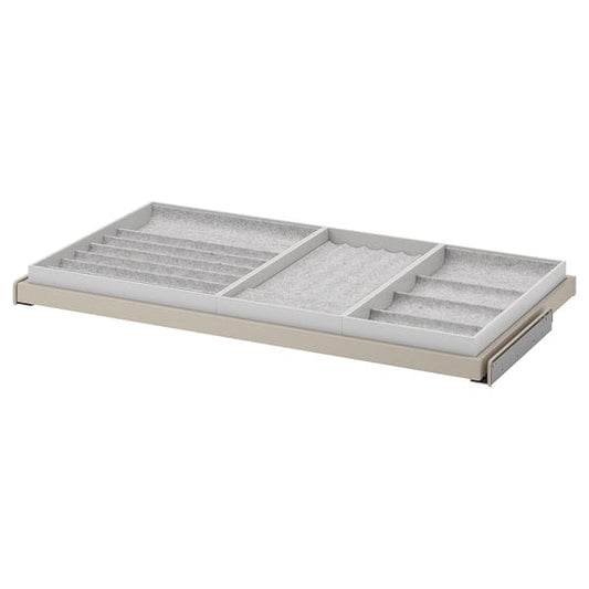 Ikea KOMPLEMENT - Pull-out tray with insert, grey-beige/light grey, 100x58 cm
