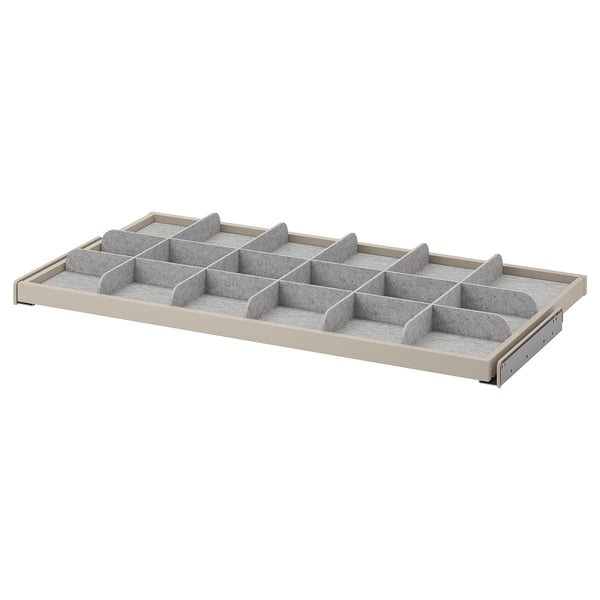 KOMPLEMENT pull-out tray with divider, grey-beige/light grey, 100x58 cm