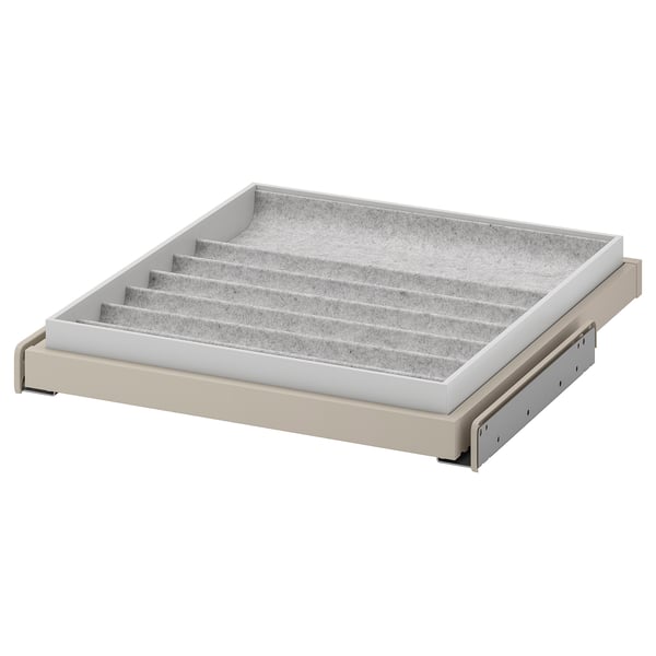 KOMPLEMENT pull-out tray with insert, grey-beige/light grey, 50x58 cm