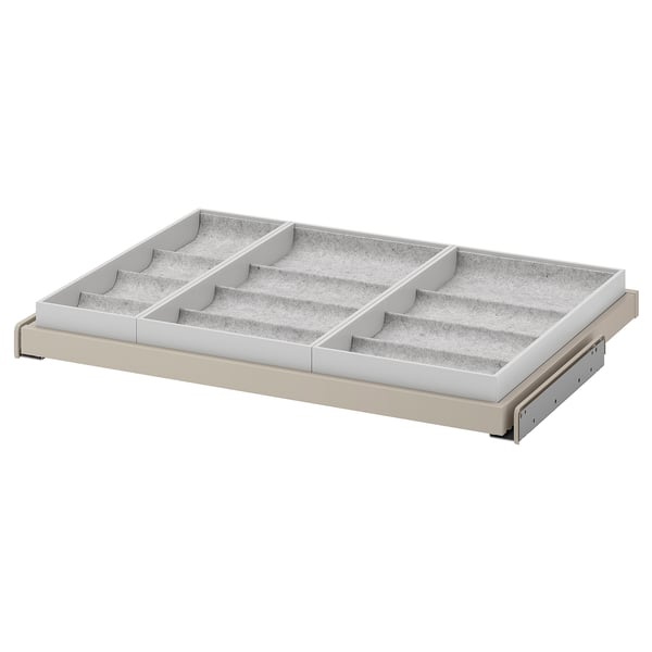 KOMPLEMENT pull-out tray with insert, grey-beige/light grey, 75x58 cm
