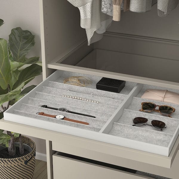 Ikea KOMPLEMENT - Pull-out tray with insert, grey-beige/light grey, 75x58 cm