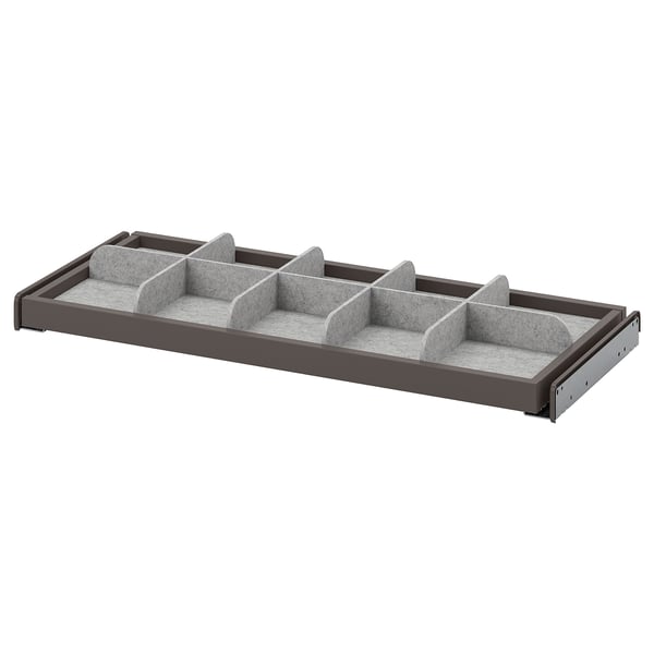 KOMPLEMENT pull-out tray with divider, dark grey/light grey, 75x35 cm