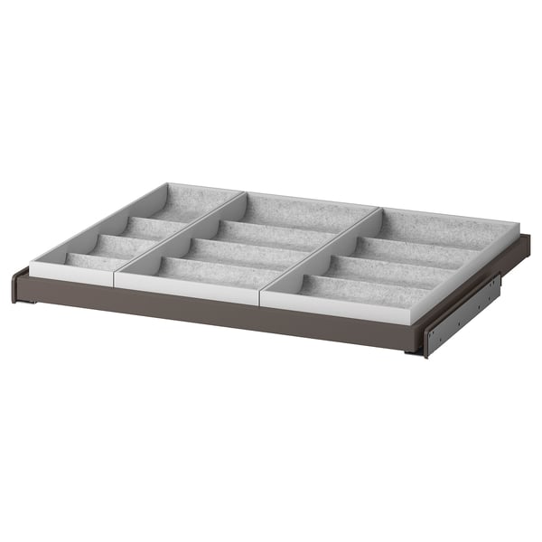 KOMPLEMENT pull-out tray with insert, dark grey/light grey, 75x58 cm