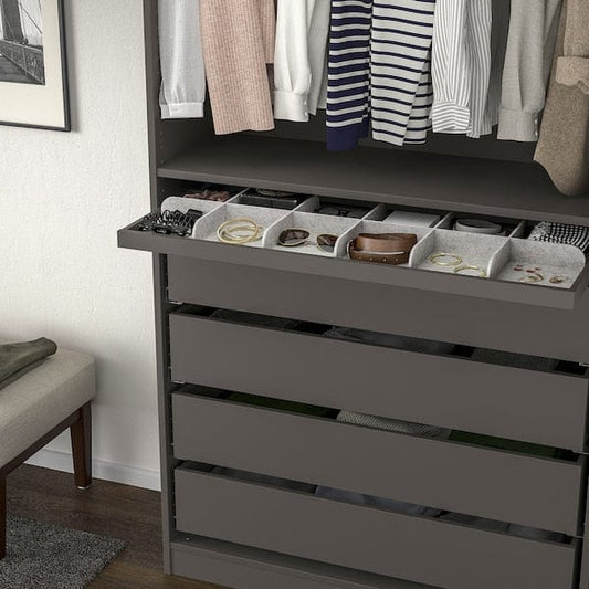 Ikea KOMPLEMENT - Pull-out tray with divider, dark grey/light grey, 100x35 cm