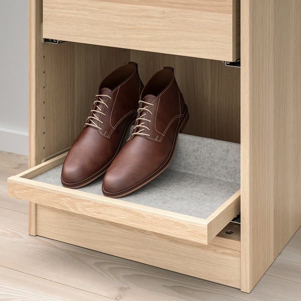 KOMPLEMENT pull-out tray with shoe insert, white stained oak effect/light grey, 50x35 cm