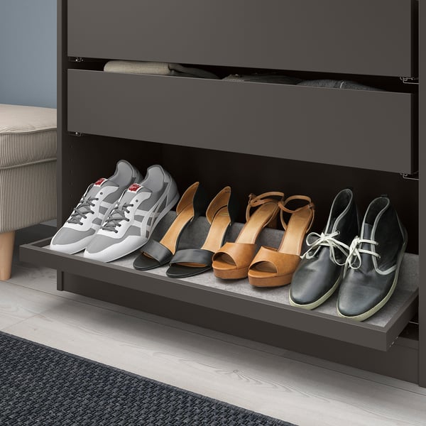 KOMPLEMENT pull-out tray with shoe insert, dark grey/light grey, 100x35 cm