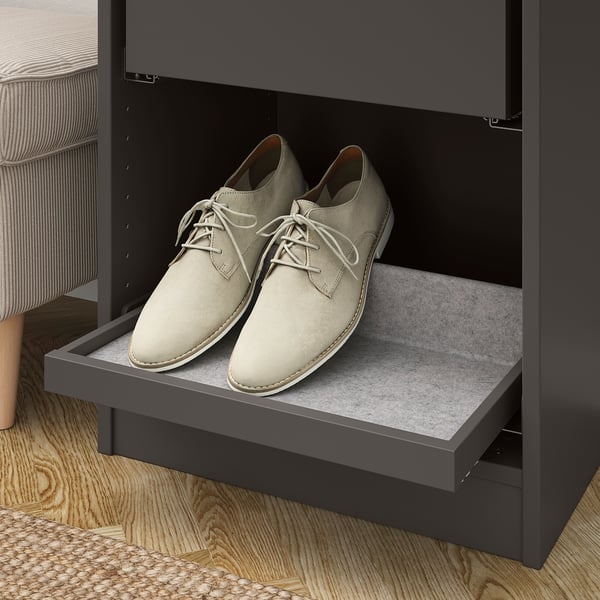 KOMPLEMENT pull-out tray with shoe insert, dark grey/light grey, 50x35 cm