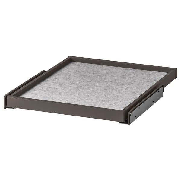 KOMPLEMENT pull-out tray with drawer mat, dark grey/light grey, 50x58 cm