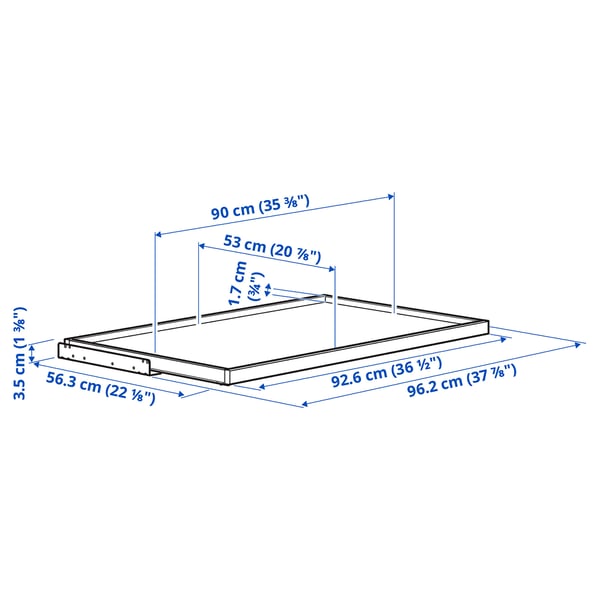 KOMPLEMENT pull-out tray, dark grey, 100x58 cm