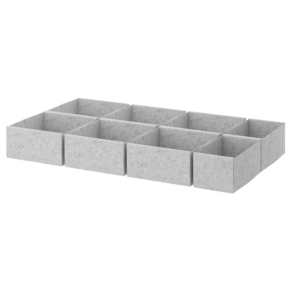 KOMPLEMENT box, set of 8, light grey, 90x54 cm