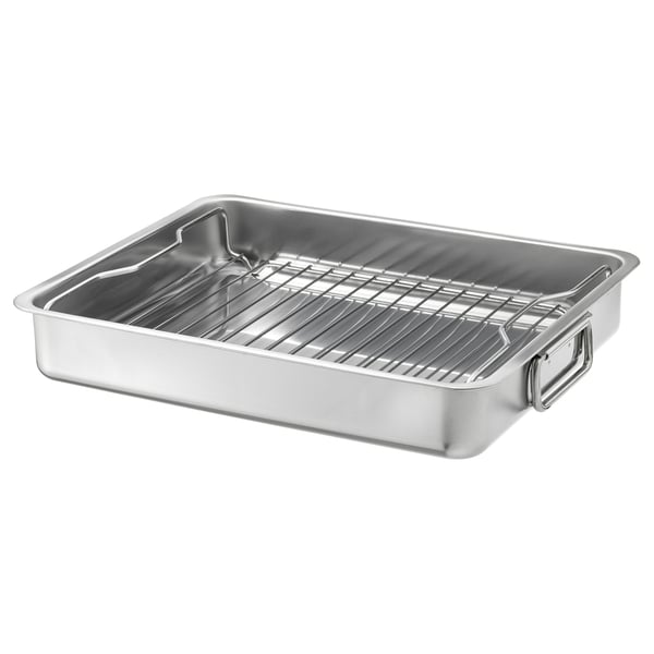 KONCIS roasting tin with grill rack, stainless steel, 40x32 cm