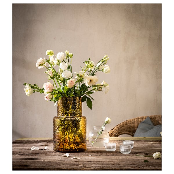 KONSTFULL vase, patterned/brown, 26 cm