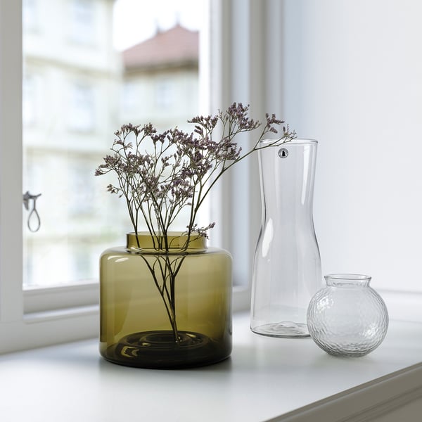 KONSTFULL vase, green-brown, 16 cm