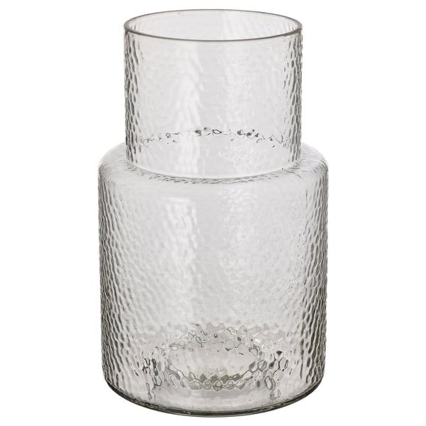 KONSTFULL vase, clear glass/patterned, 26 cm