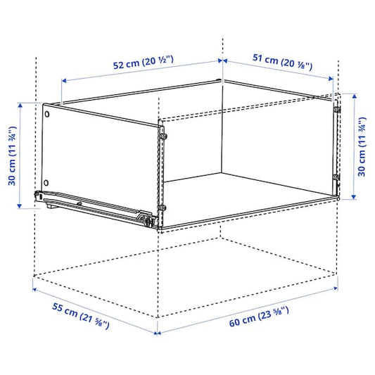Ikea KONSTRUERA - Drawer without front, white, 30x60 cm