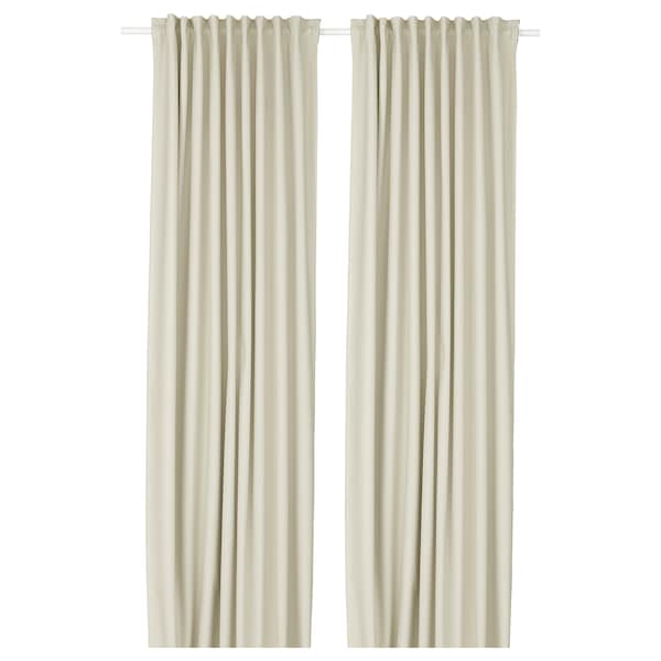KORGMOTT block-out curtains, 1 pair, beige/with heading tape, 145x300 cm