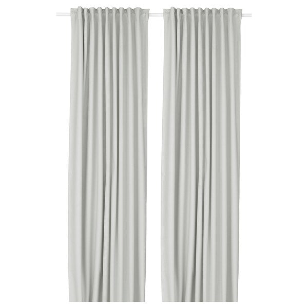 KORGMOTT block-out curtains, 1 pair, white/with heading tape, 145x300 cm