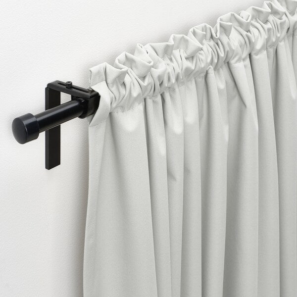 KORGMOTT block-out curtains, 1 pair, white/with heading tape, 145x300 cm