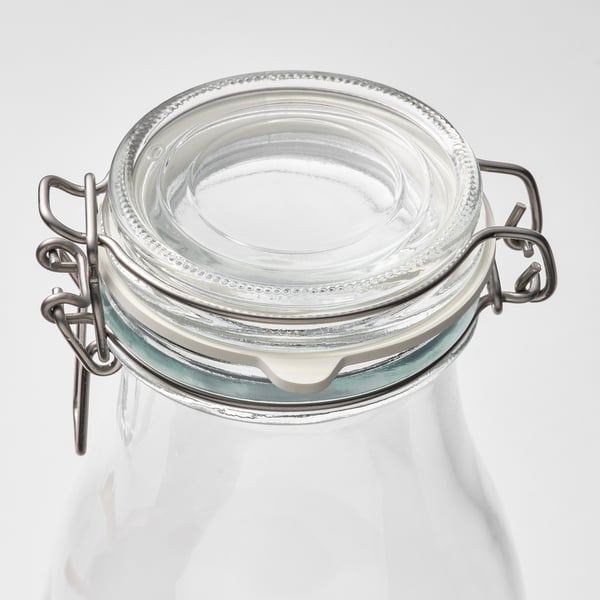 KORKEN bottle shaped jar with lid, clear glass, 1 l