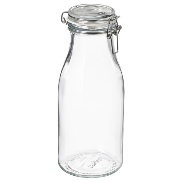 KORKEN bottle shaped jar with lid, clear glass, 1 l