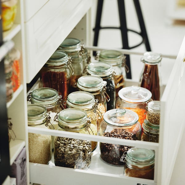 KORKEN jar with lid, clear glass, 2 l