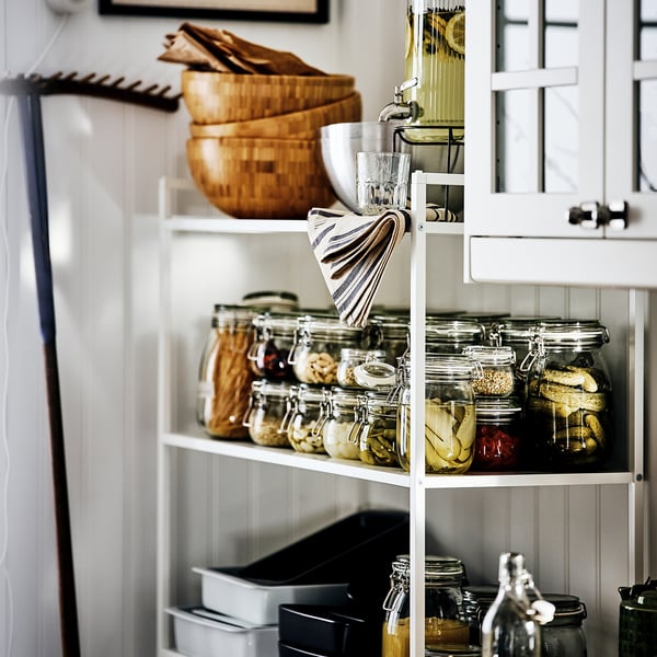 KORKEN jar with lid, clear glass, 1 l