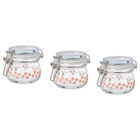 KORKEN jar with lid, glass printed, 13 cl, 3 pack