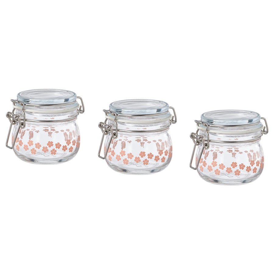 KORKEN jar with lid, glass printed, 13 cl, 3 pack