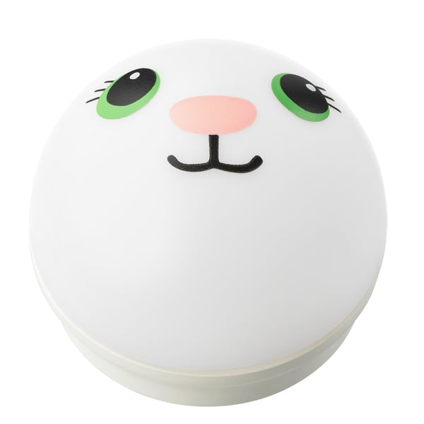 KORNSNÖ LED night light, white/rabbit battery-operated, 8x6 cm