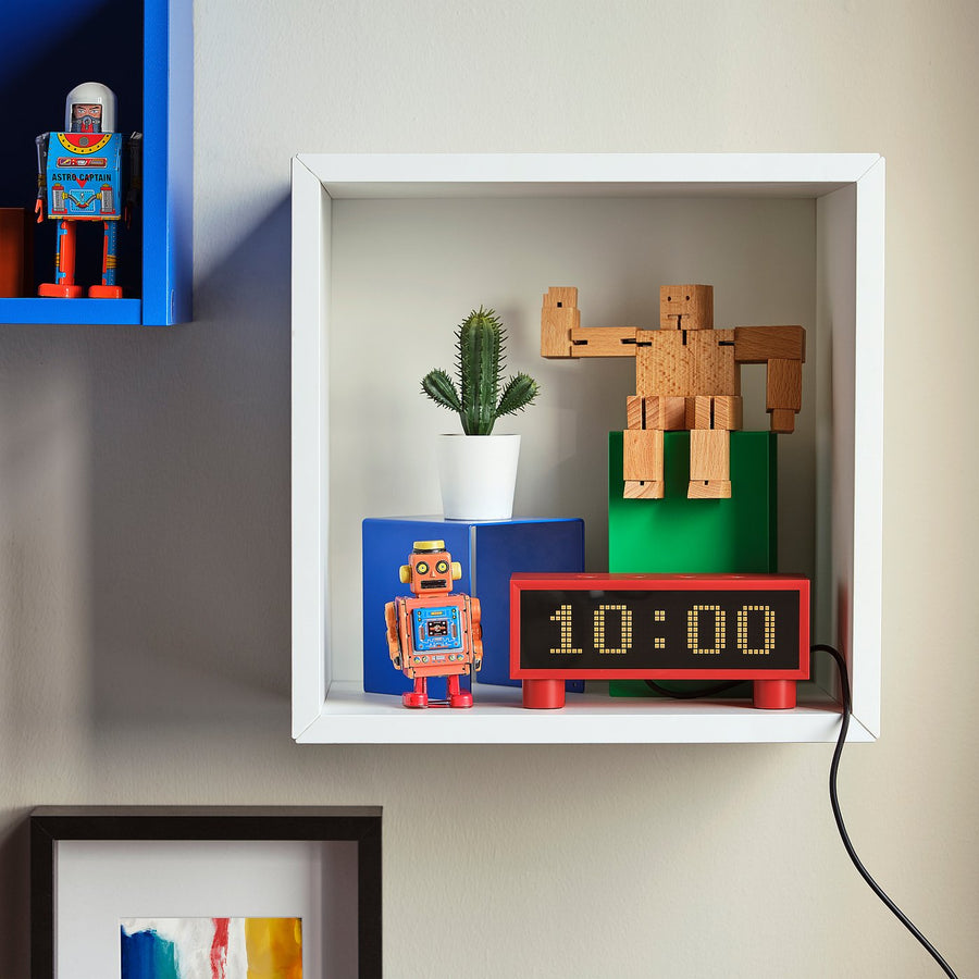 KORTLINJE alarm clock with hygro-/thermometer, red, 18x6x7 cm