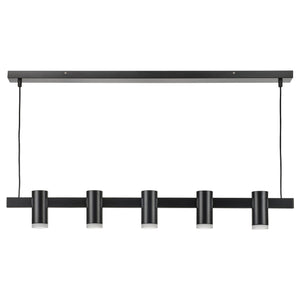 KRANSALG pendant lamp with 5 lamps, black, 113 cm