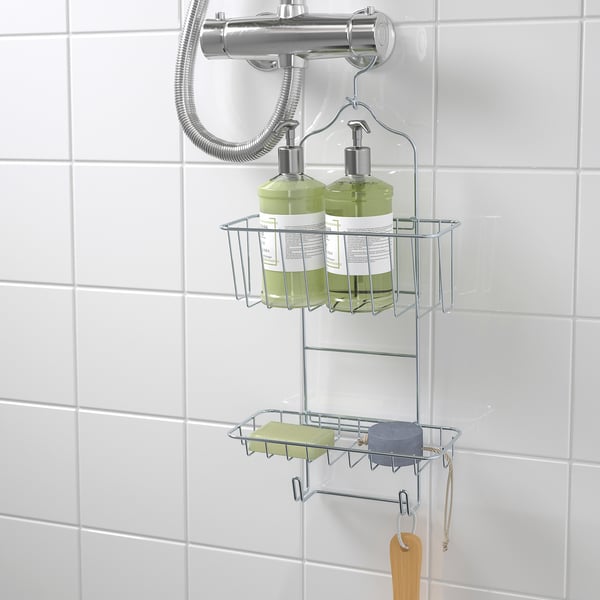 KROKFJORDEN shower hanger, two tiers, zinc plated, 24x53 cm