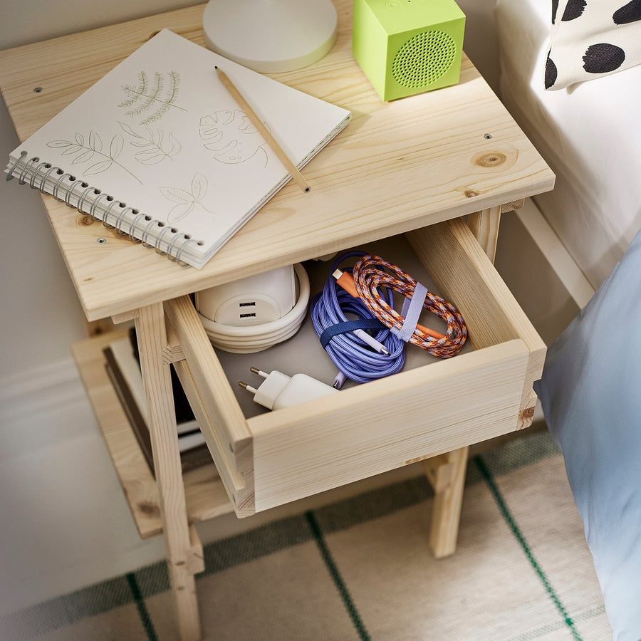 KRONÖREN bedside table, pine, 22x55x25 cm